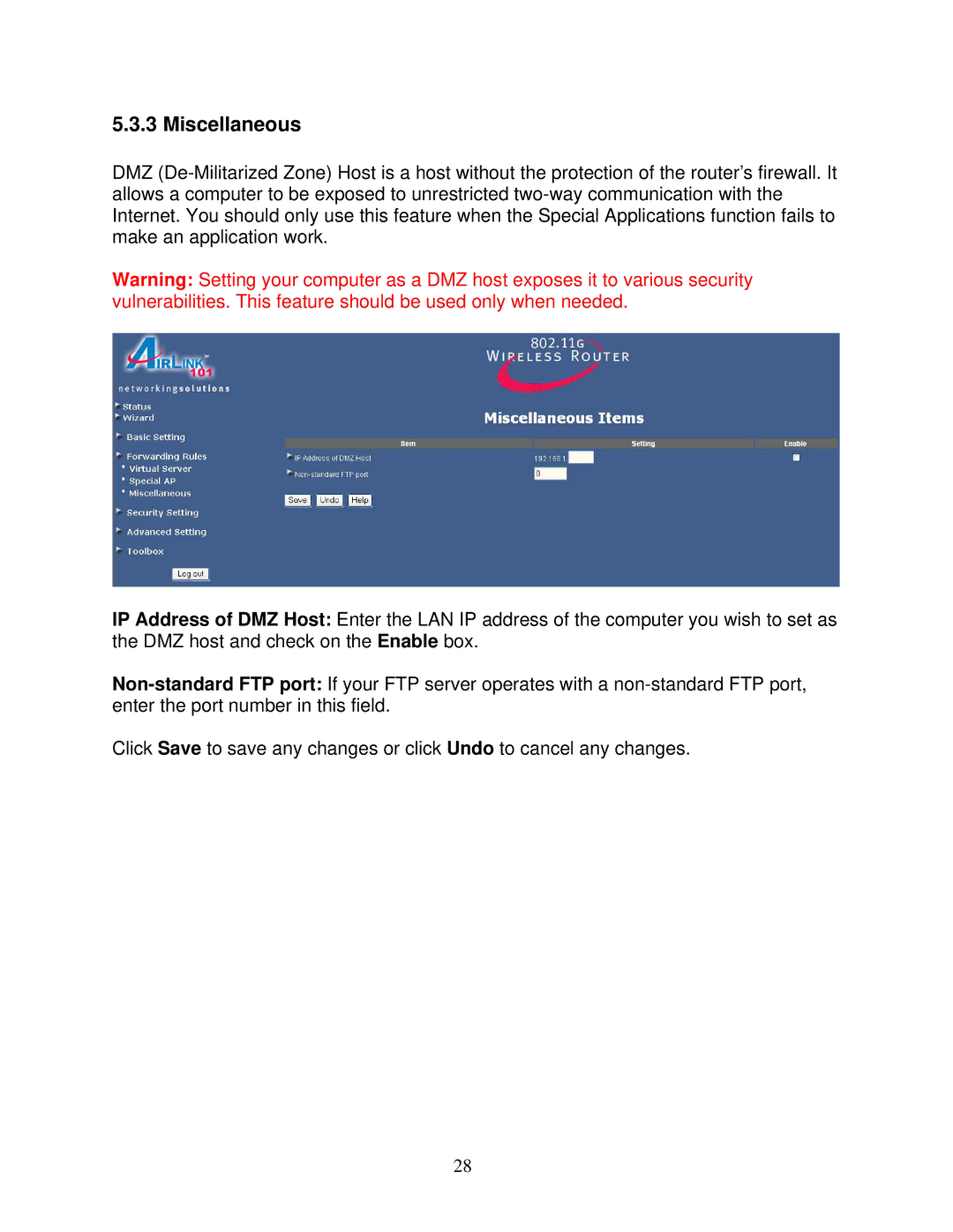 Airlink101 AR325W manual Miscellaneous 