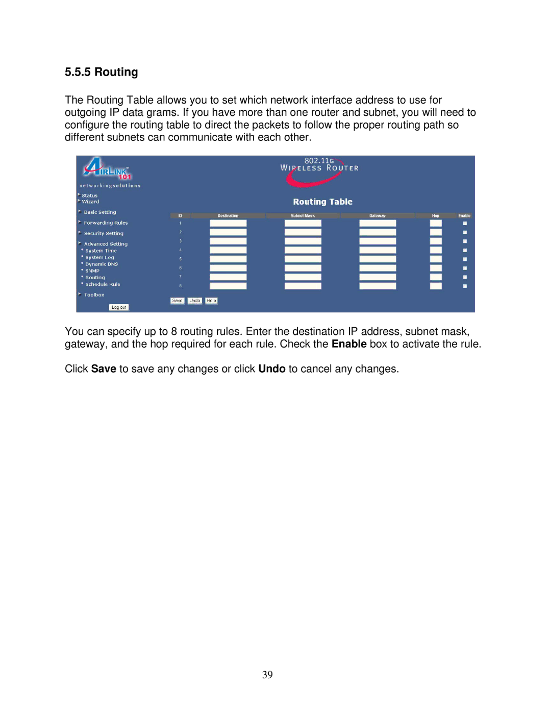 Airlink101 AR325W manual Routing 