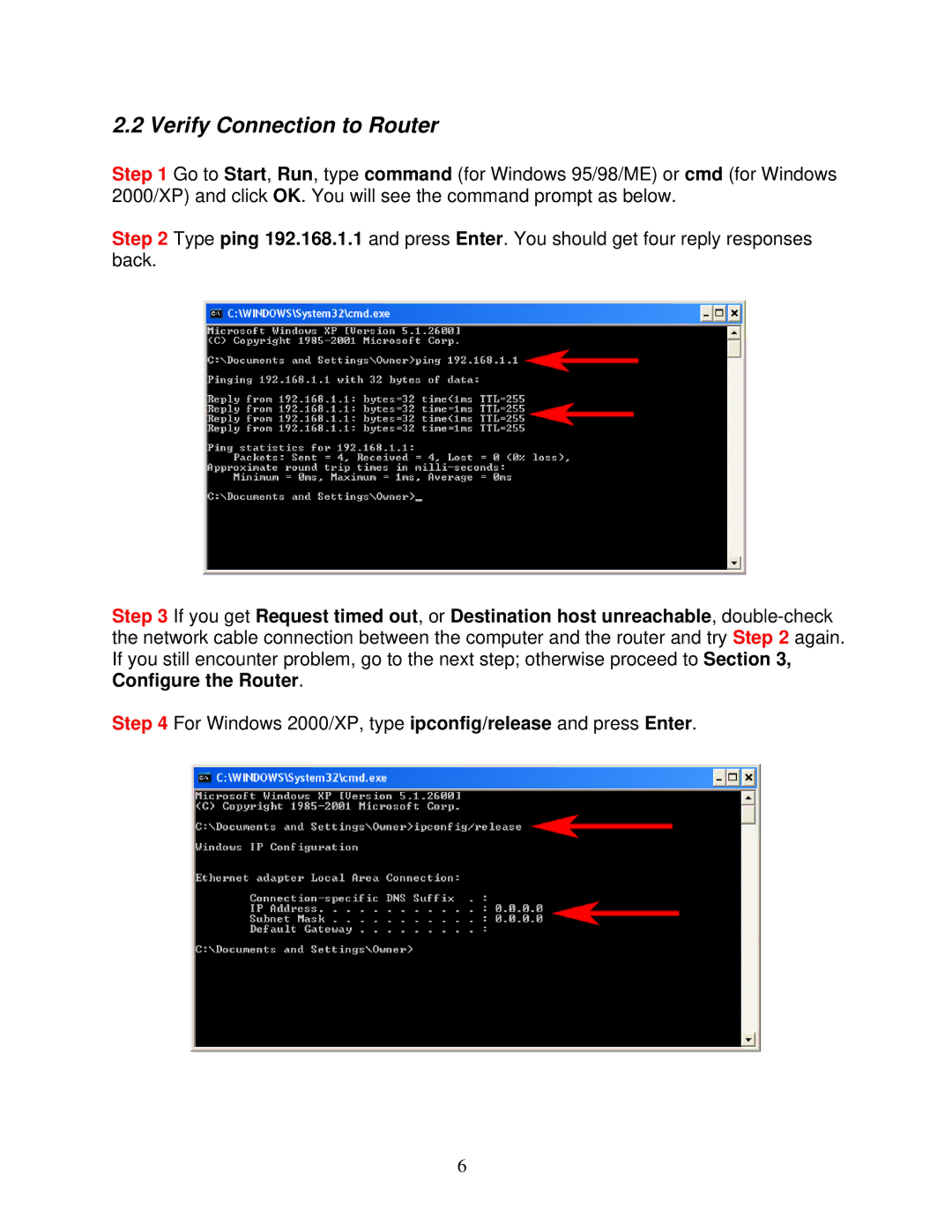 Airlink101 AR325W manual Verify Connection to Router 