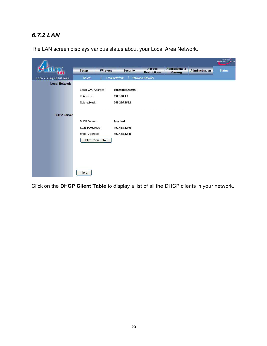 Airlink101 AR420W user manual 2 LAN 