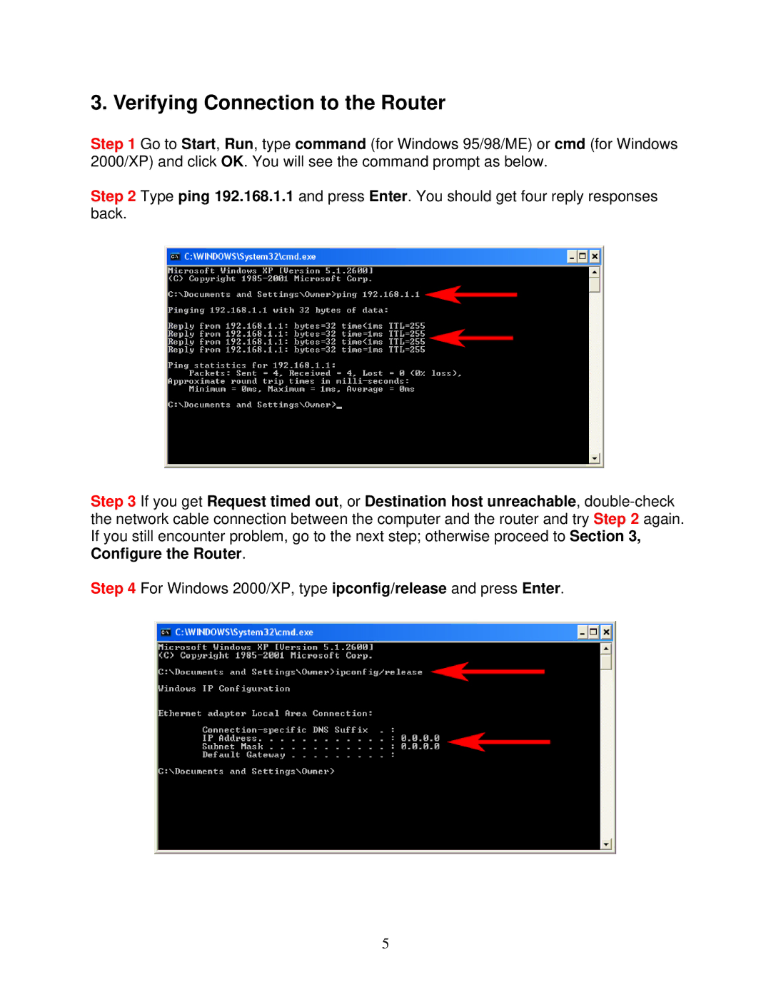 Airlink101 AR420W user manual Verifying Connection to the Router 