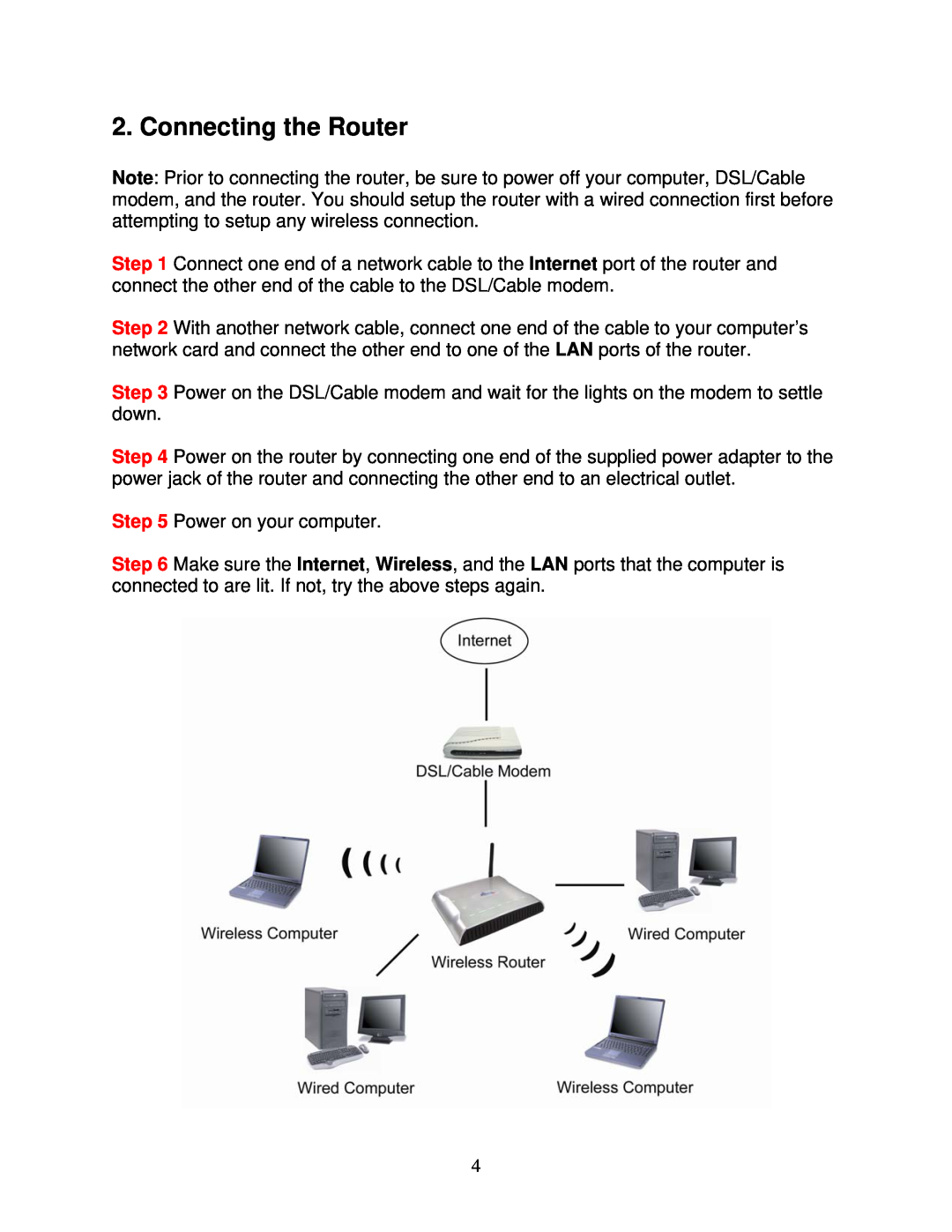 Airlink101 AR420W user manual Connecting the Router 