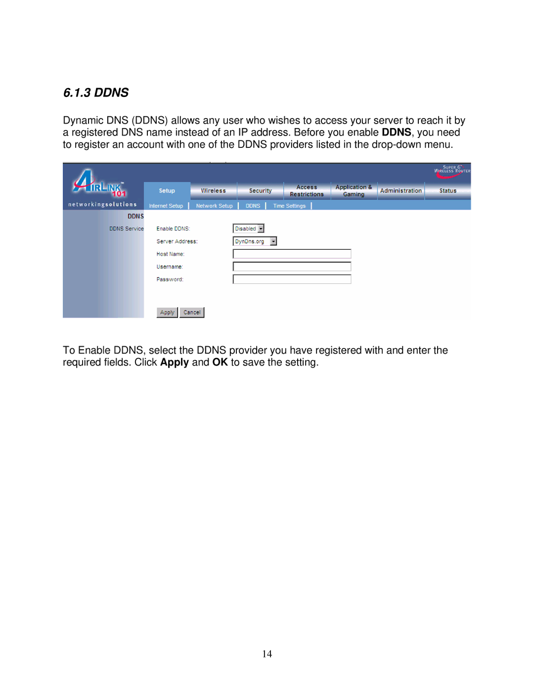 Airlink101 AR430W user manual Ddns 