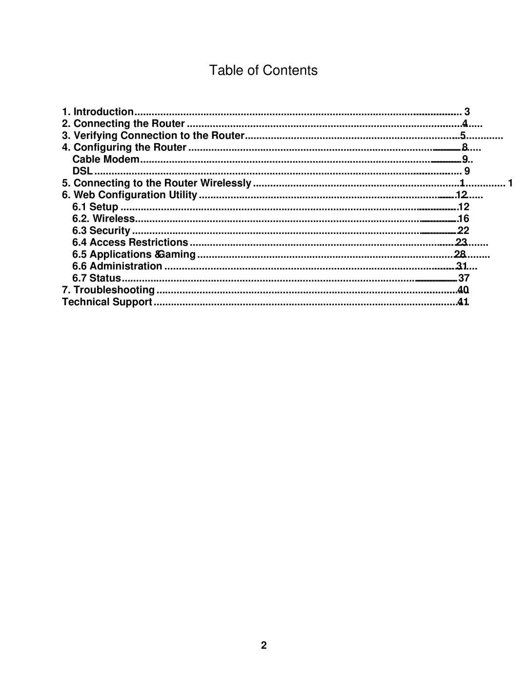 Airlink101 AR430W user manual Table of Contents 