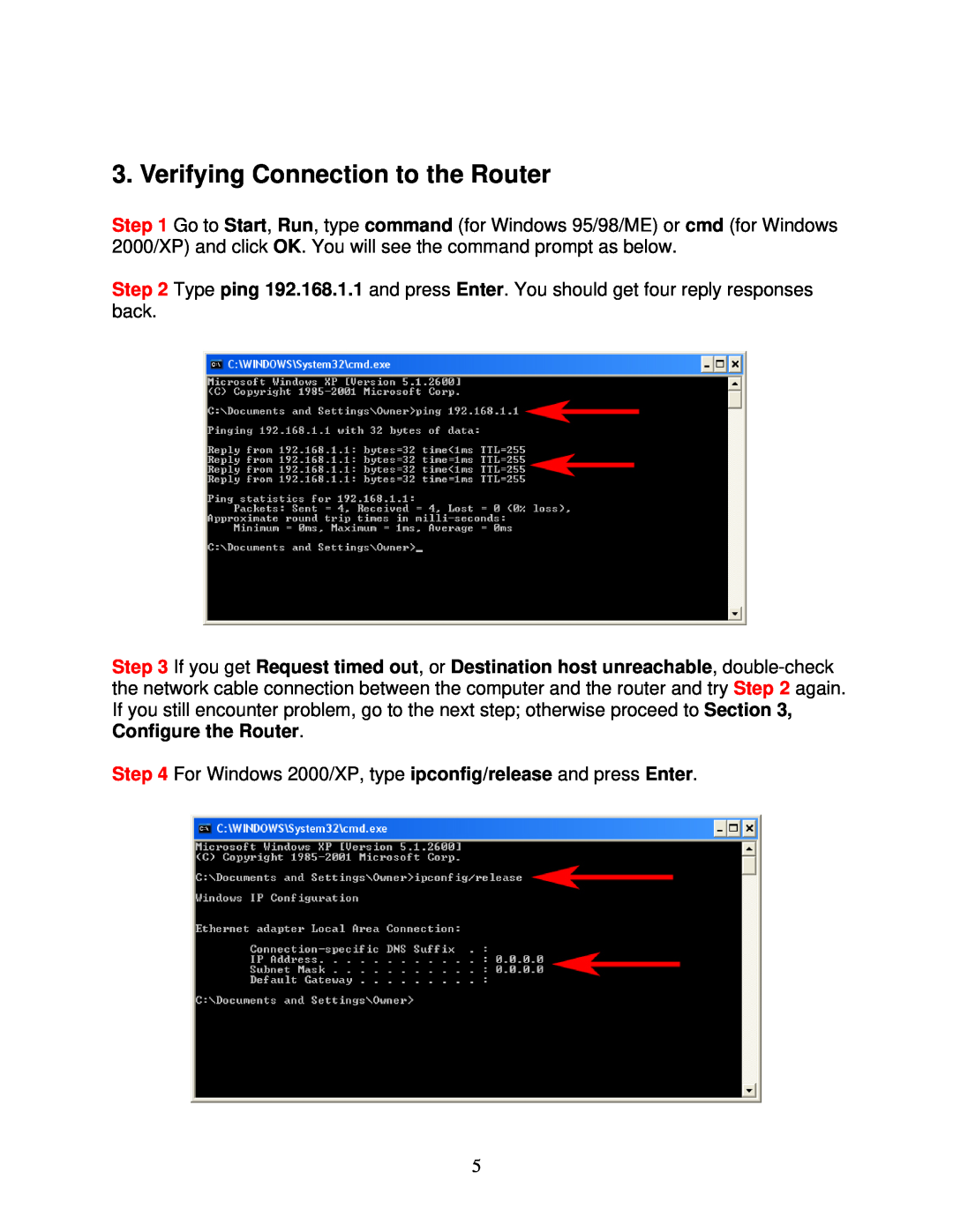 Airlink101 AR430W user manual Verifying Connection to the Router 