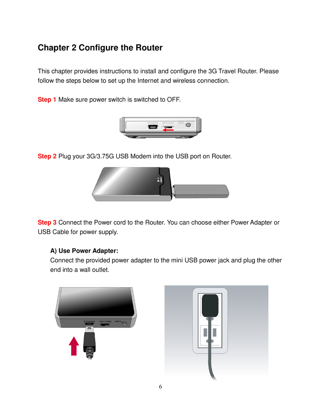 Airlink101 AR550W3G user manual Configure the Router, Use Power Adapter 