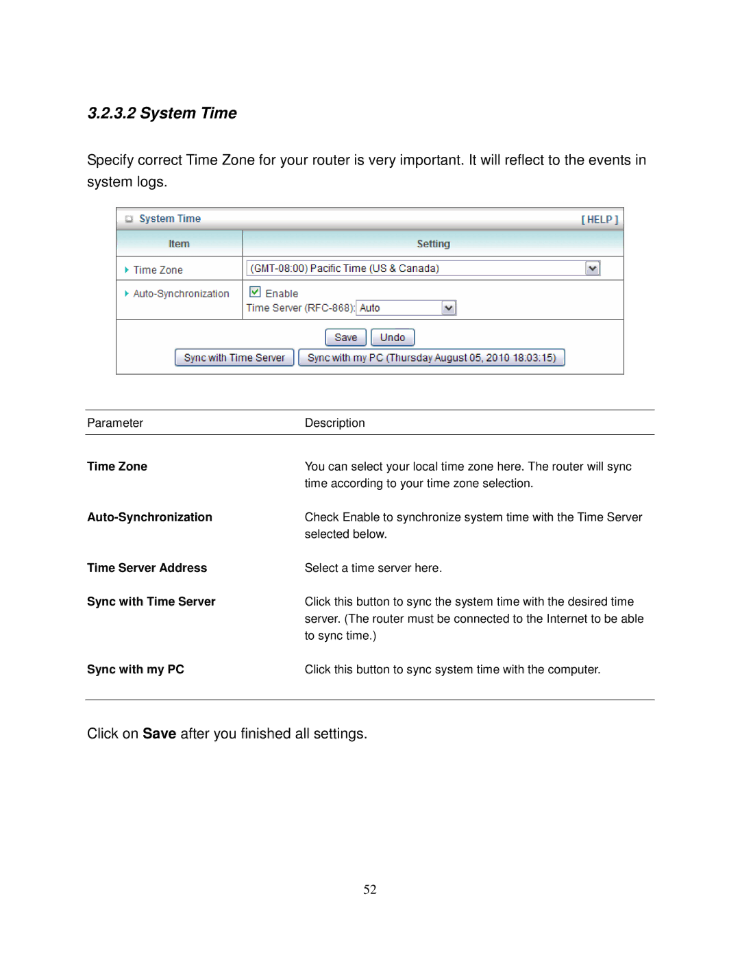 Airlink101 AR550W3G user manual System Time 