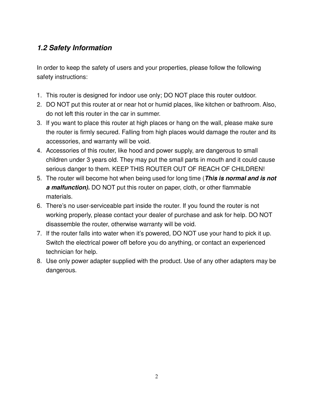 Airlink101 AR550W3G user manual Safety Information 