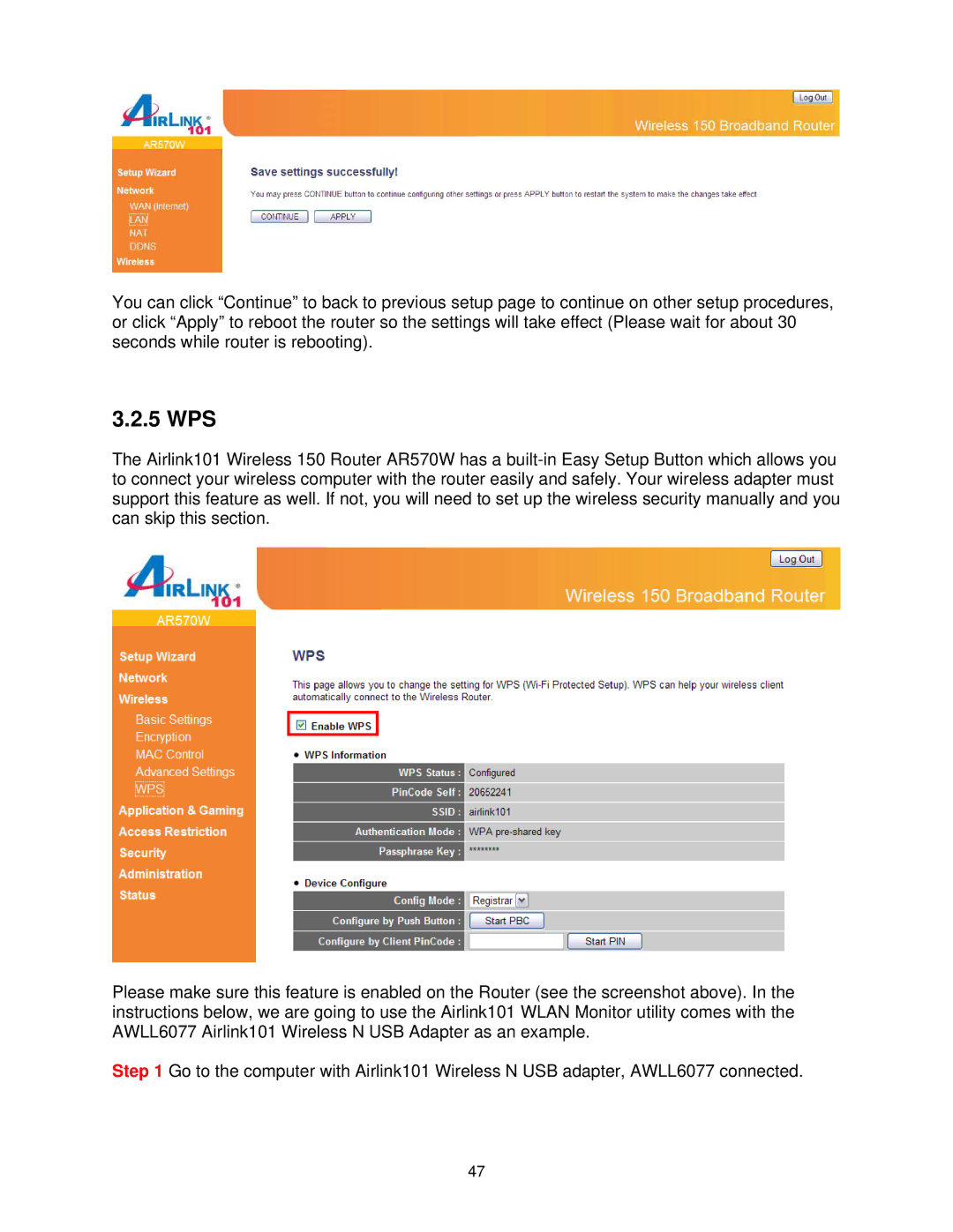 Airlink101 AR570W user manual 5 WPS 