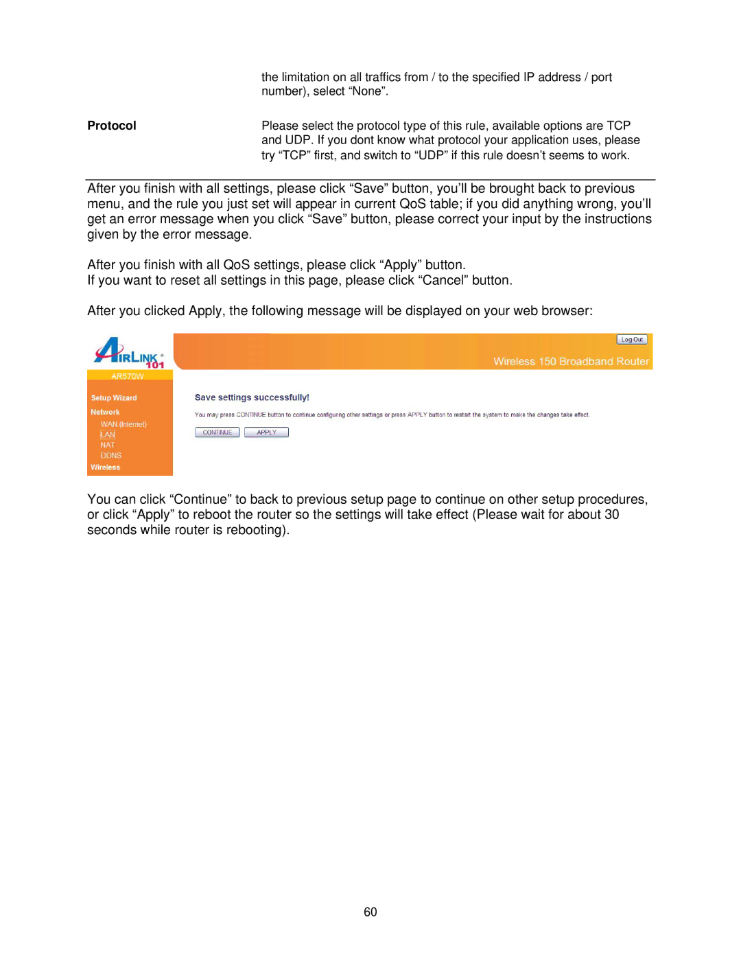 Airlink101 AR570W user manual Protocol 