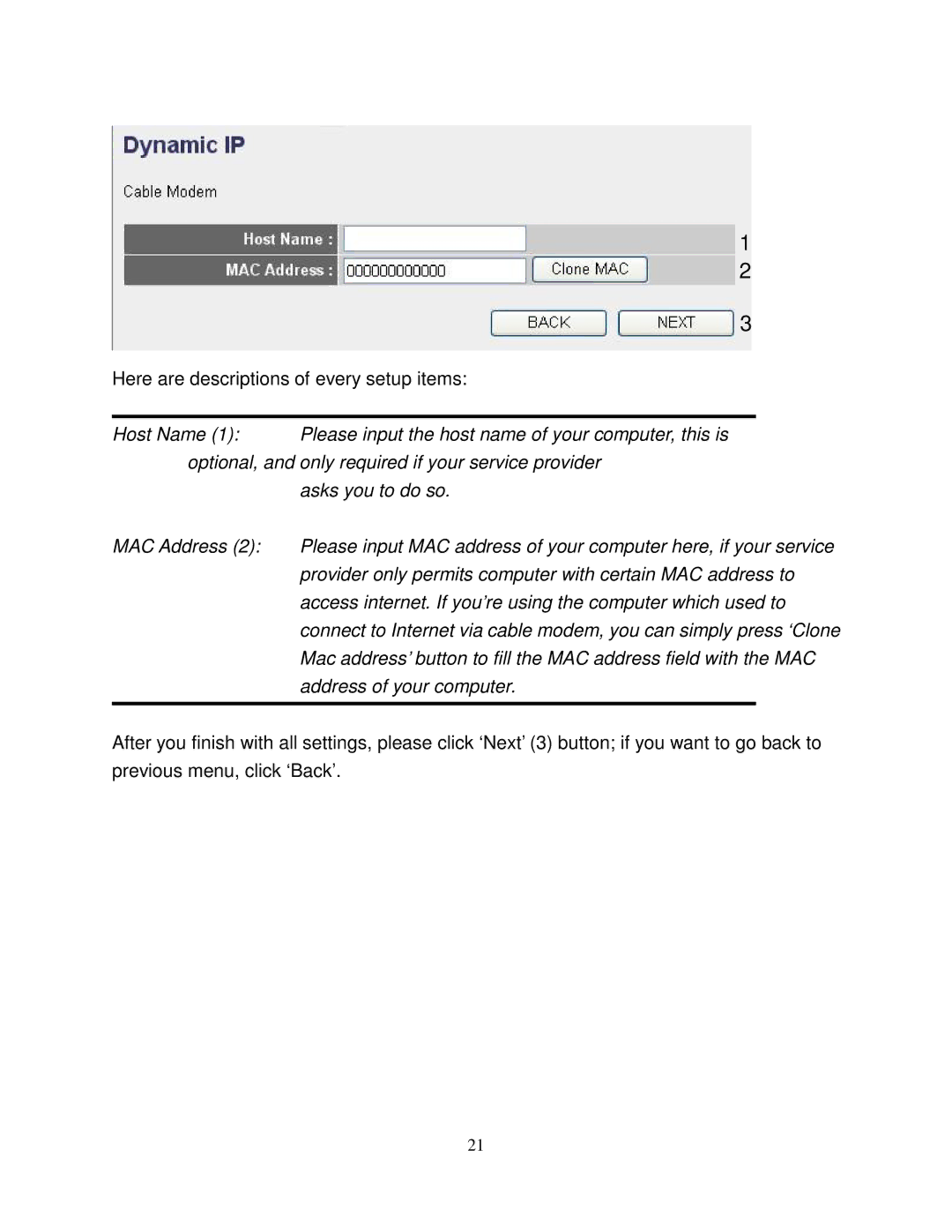 Airlink101 AR580W3G manual Here are descriptions of every setup items 