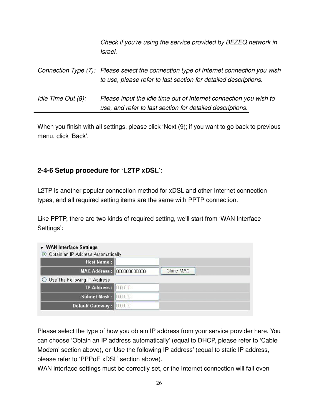 Airlink101 AR580W3G manual Setup procedure for ‘L2TP xDSL’ 