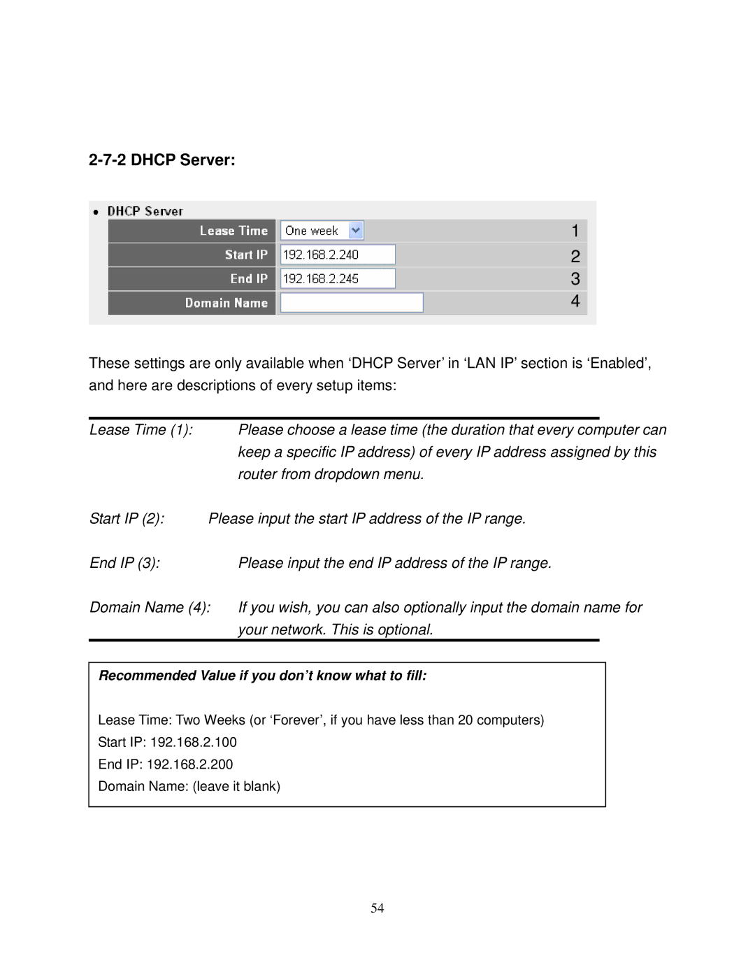 Airlink101 AR580W3G manual Dhcp Server 