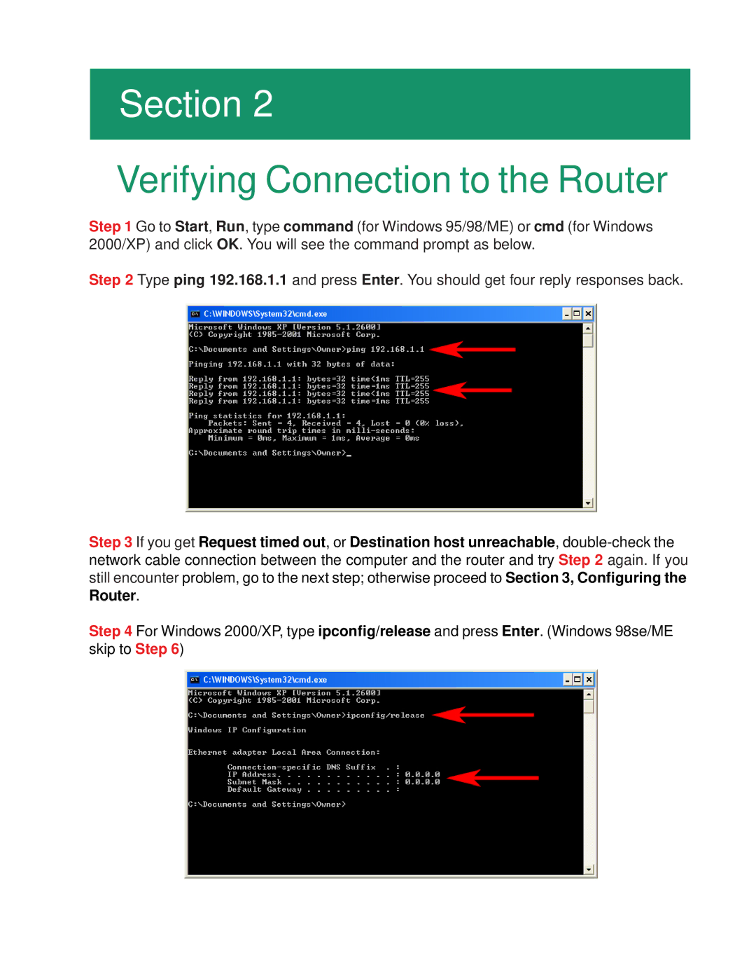 Airlink101 AR670W manual Verifying Connection to the Router 