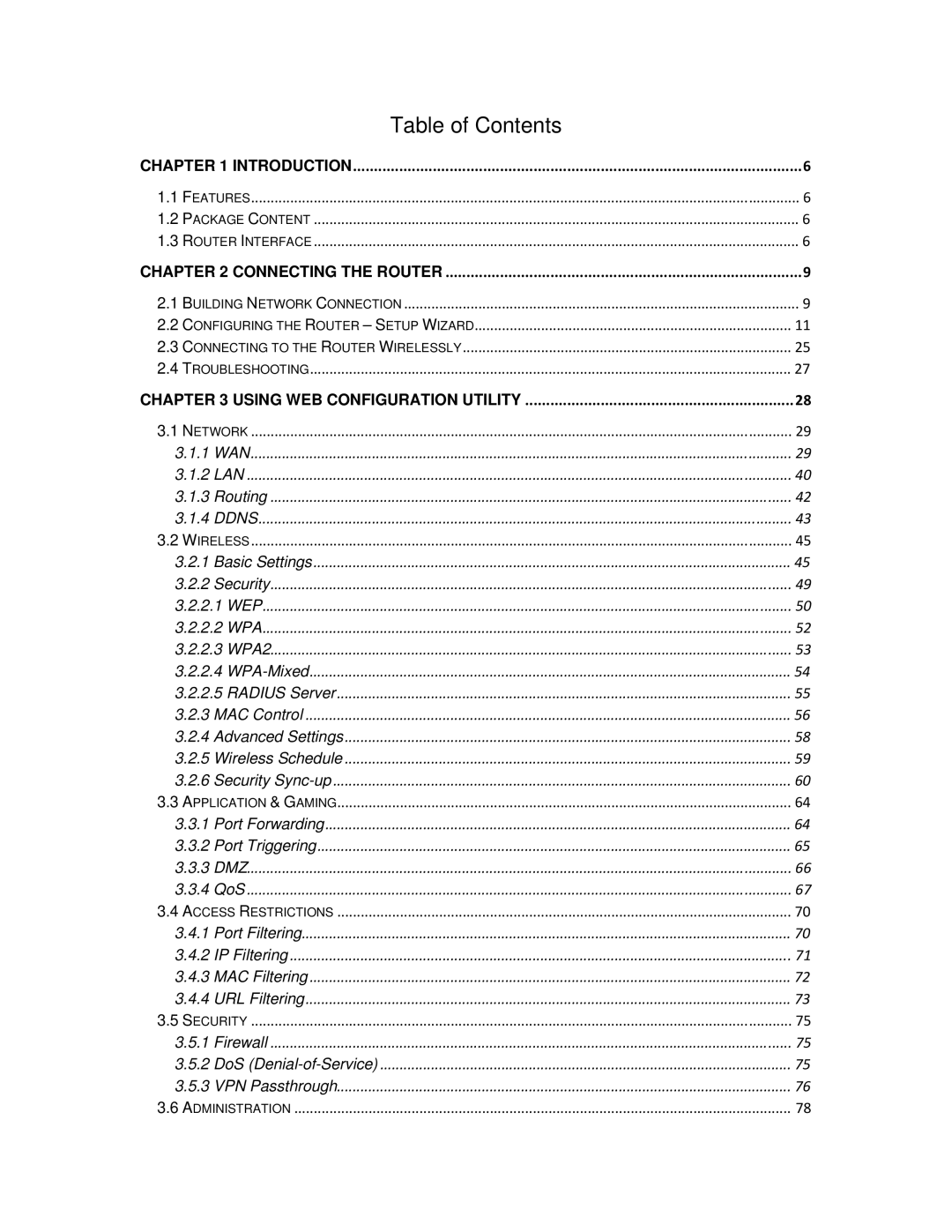 Airlink101 AR675W user manual Table of Contents 