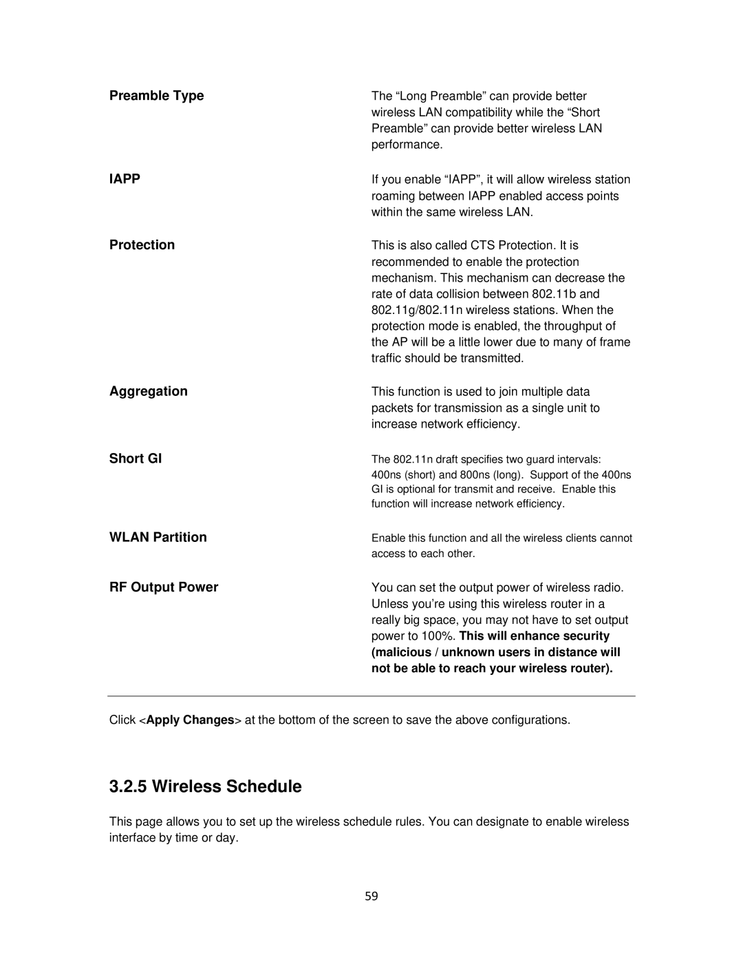 Airlink101 AR675W user manual Wireless Schedule 