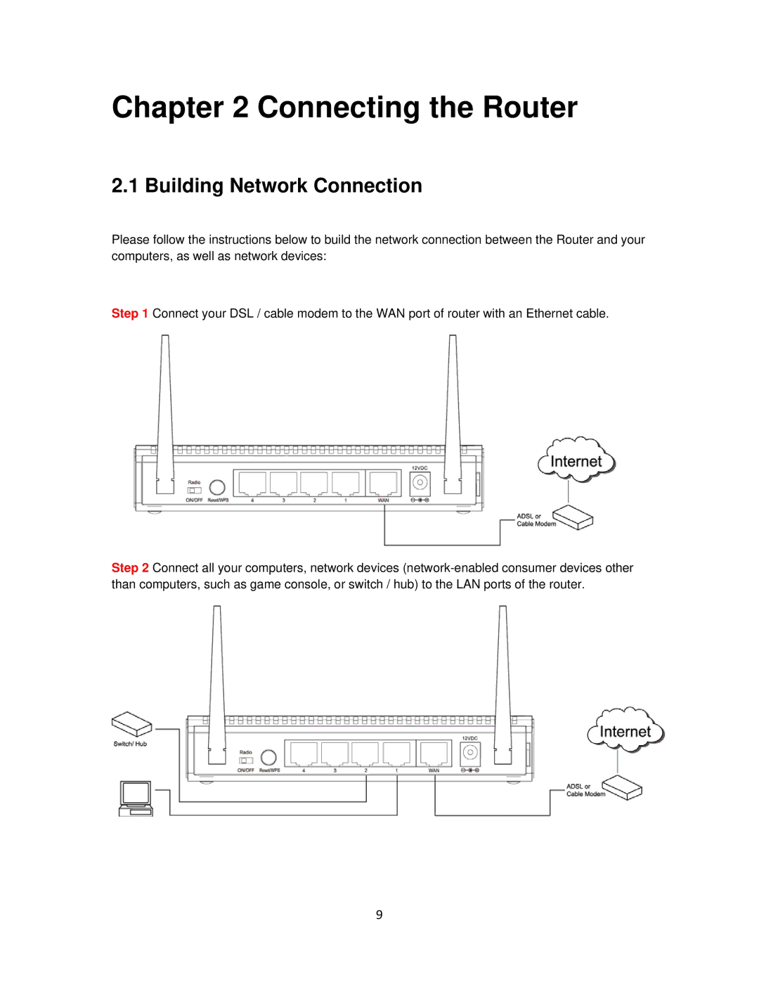 Airlink101 AR675W user manual Connecting the Router, Building Network Connection 