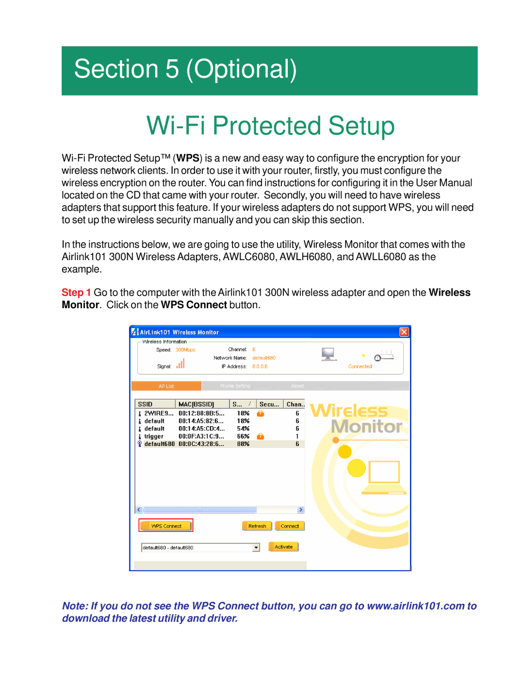 Airlink101 AR680W manual Optional, Wi-Fi Protected Setup 