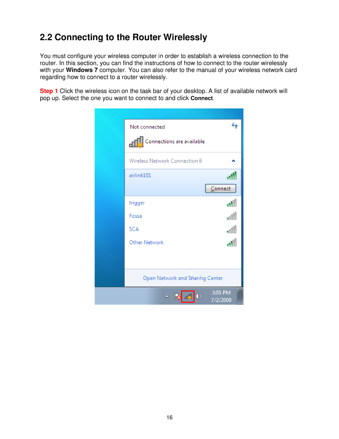 Airlink101 AR685W user manual Connecting to the Router Wirelessly 