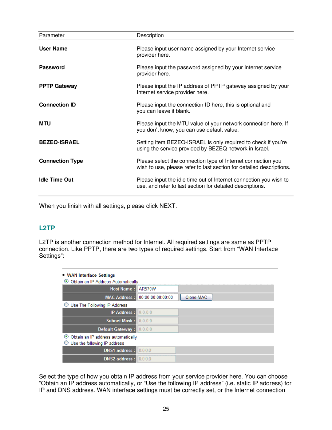 Airlink101 AR685W user manual Pptp Gateway, Connection ID 