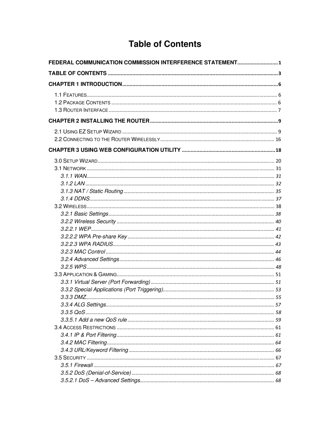 Airlink101 AR685W user manual Table of Contents 