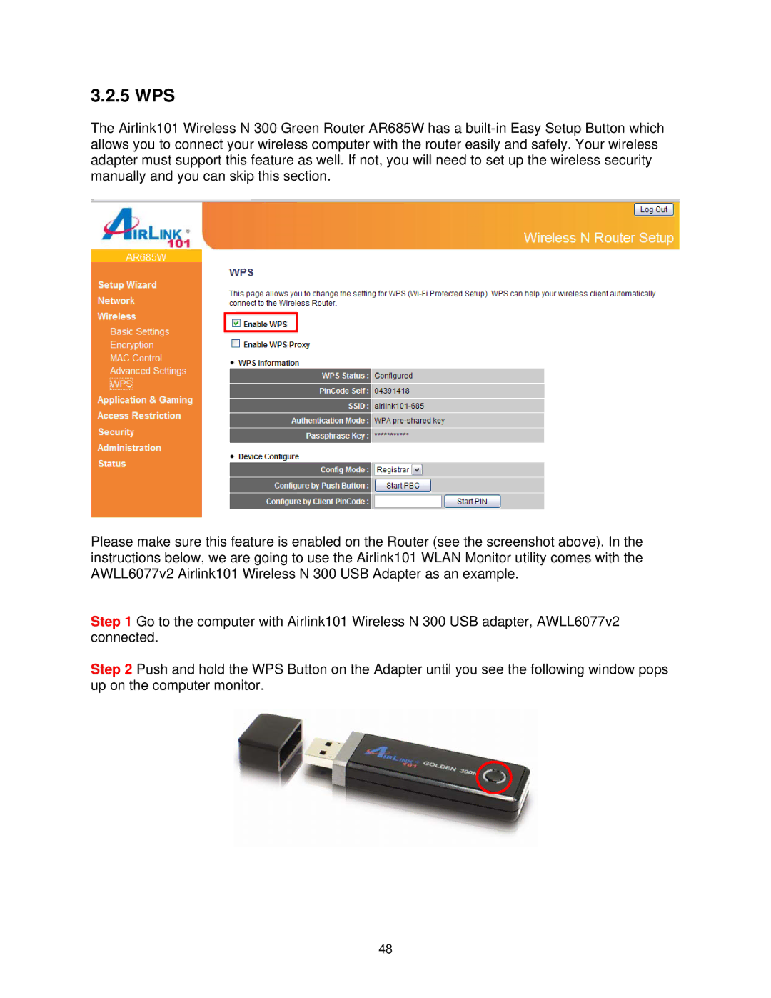 Airlink101 AR685W user manual 5 WPS 