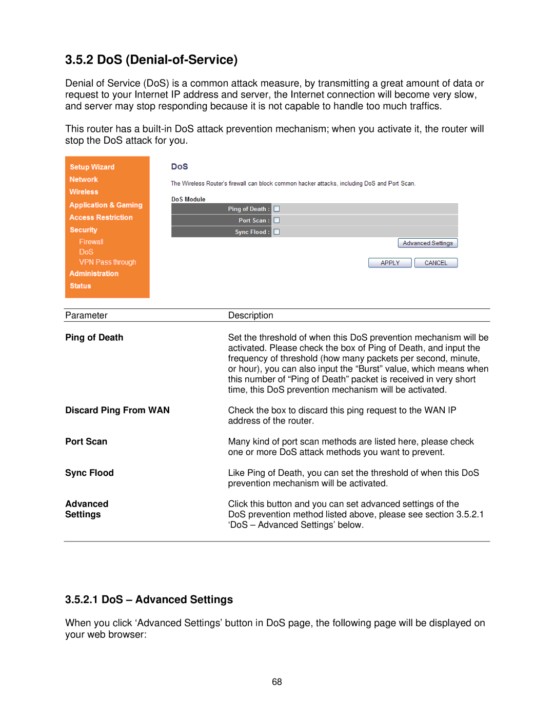 Airlink101 AR685W user manual DoS Denial-of-Service 