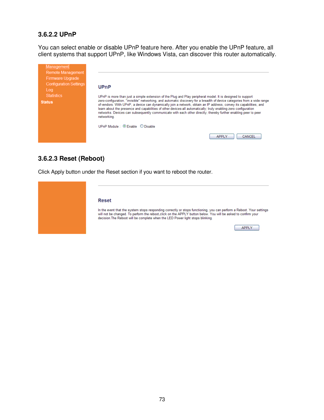 Airlink101 AR685W user manual Reset Reboot 