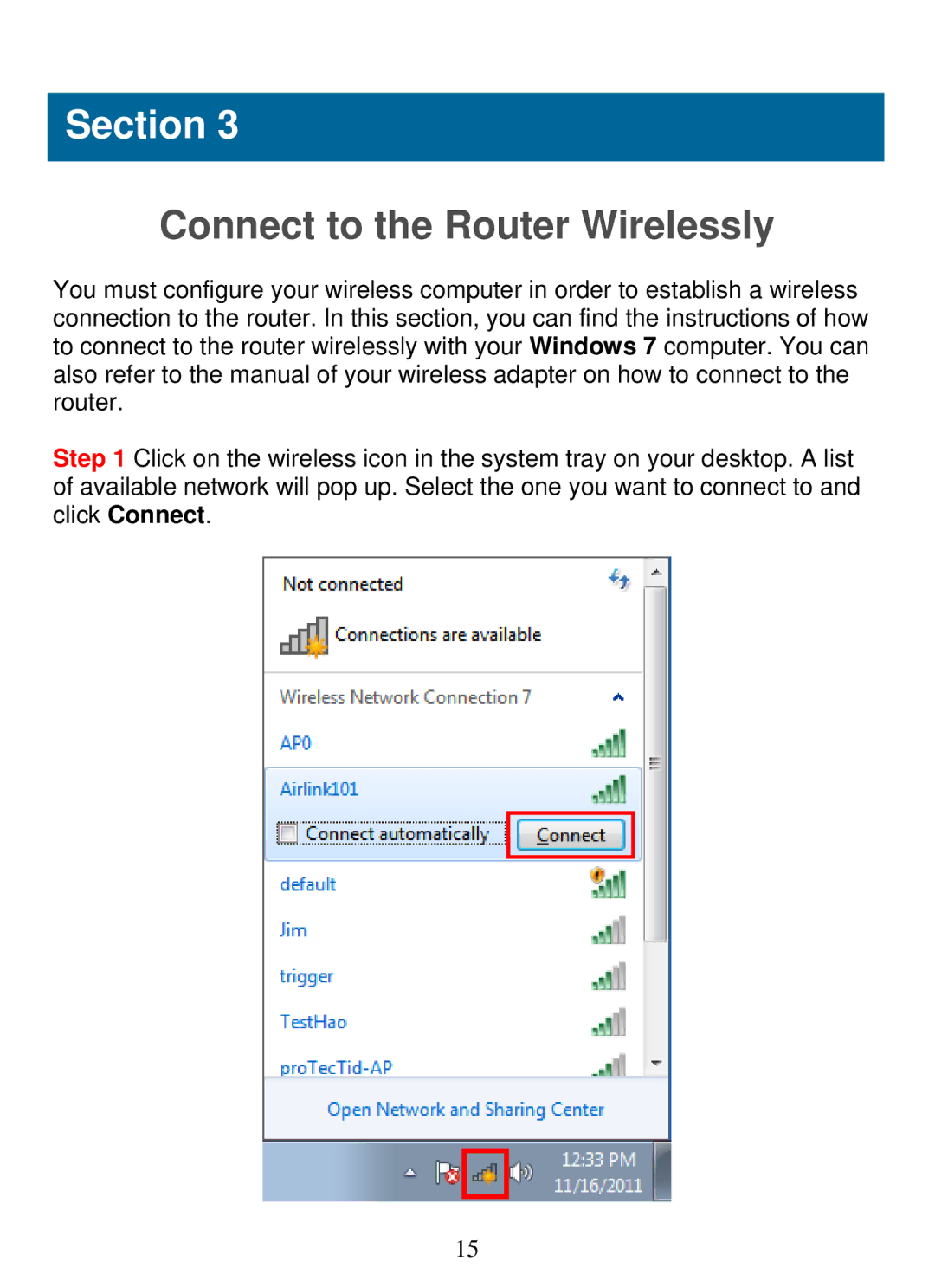 Airlink101 AR686W manual Connect to the Router Wirelessly 