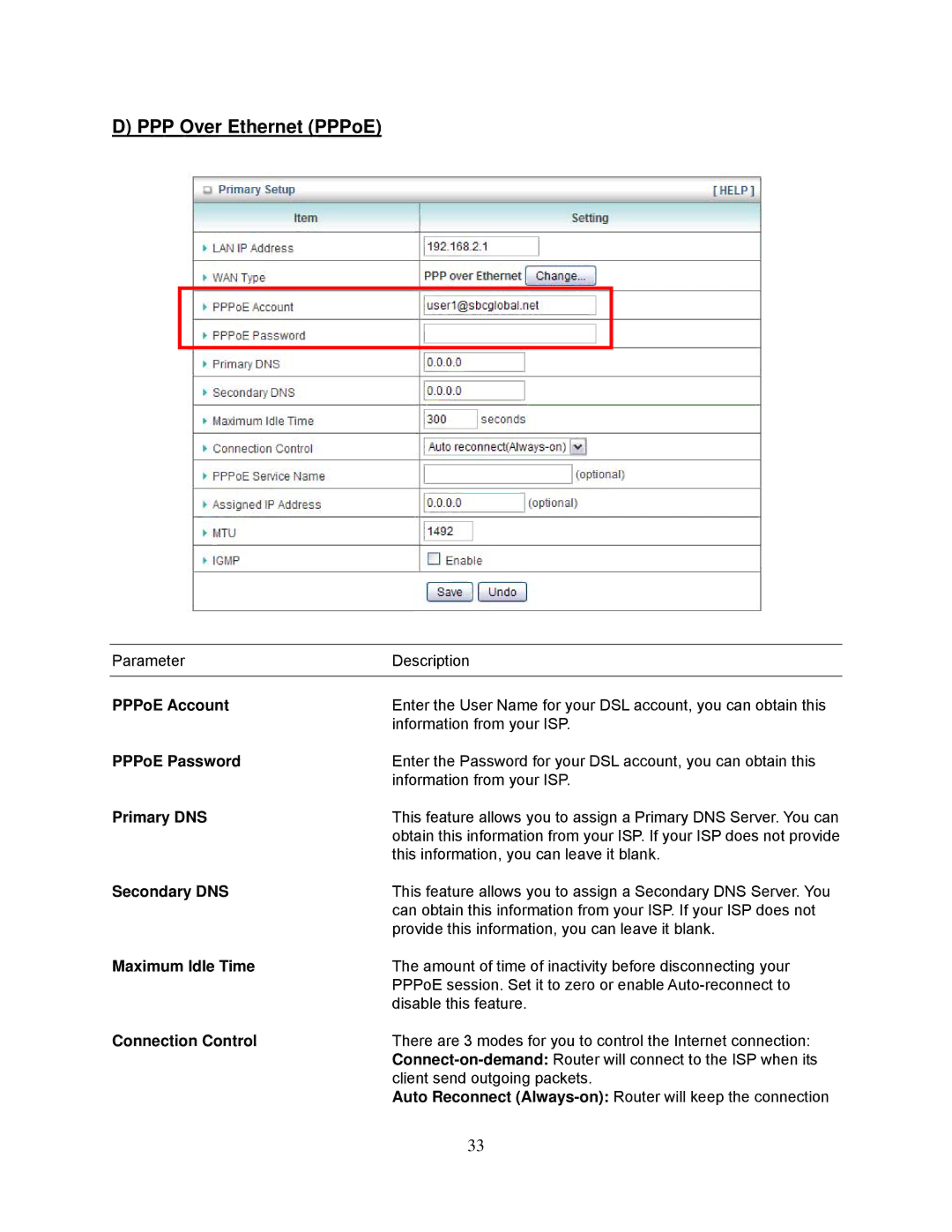 Airlink101 AR695W manual PPP Over Ethernet PPPoE 