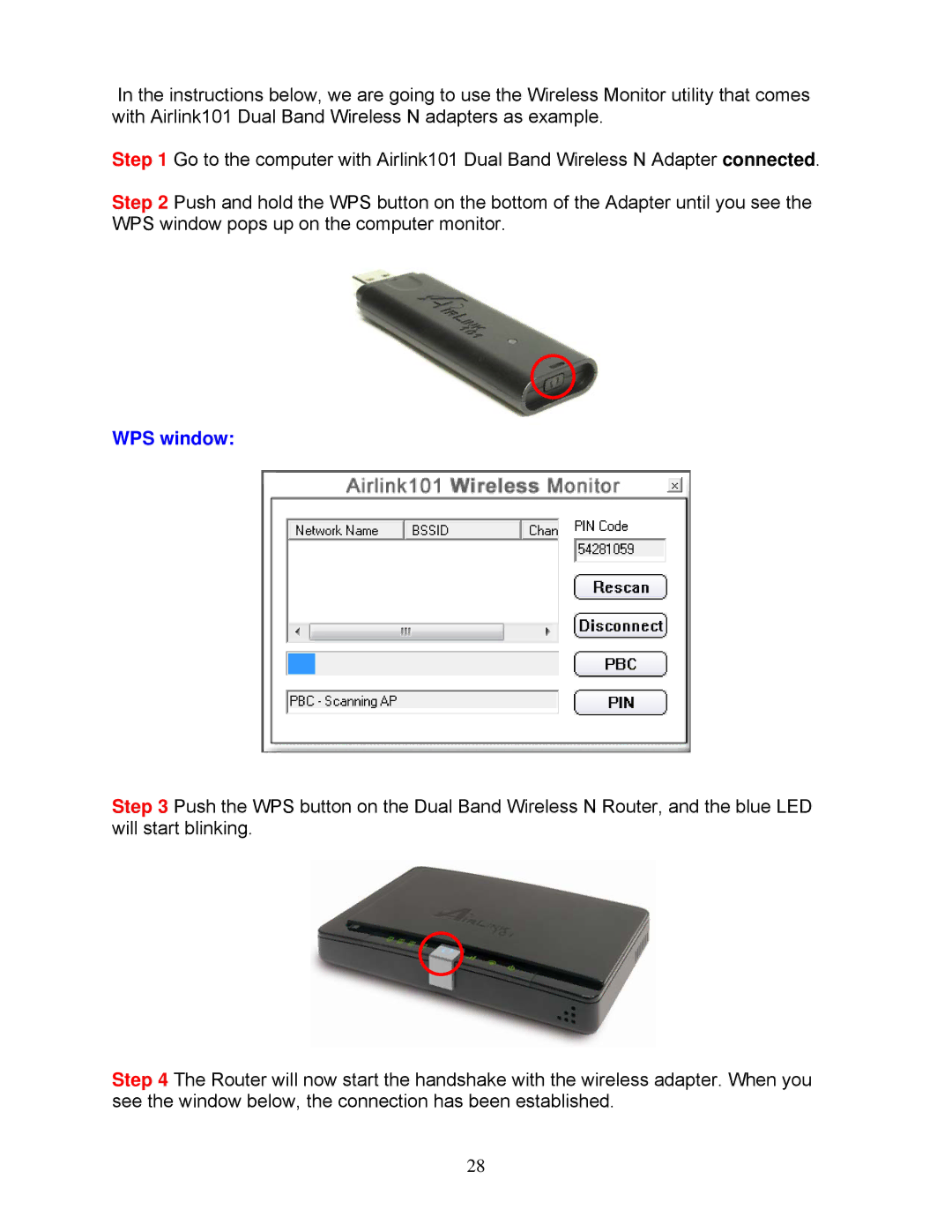 Airlink101 AR725W user manual WPS window 