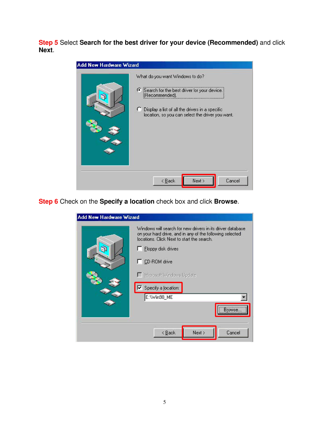 Airlink101 ASOHOUSB user manual Check on the Specify a location check box and click Browse 