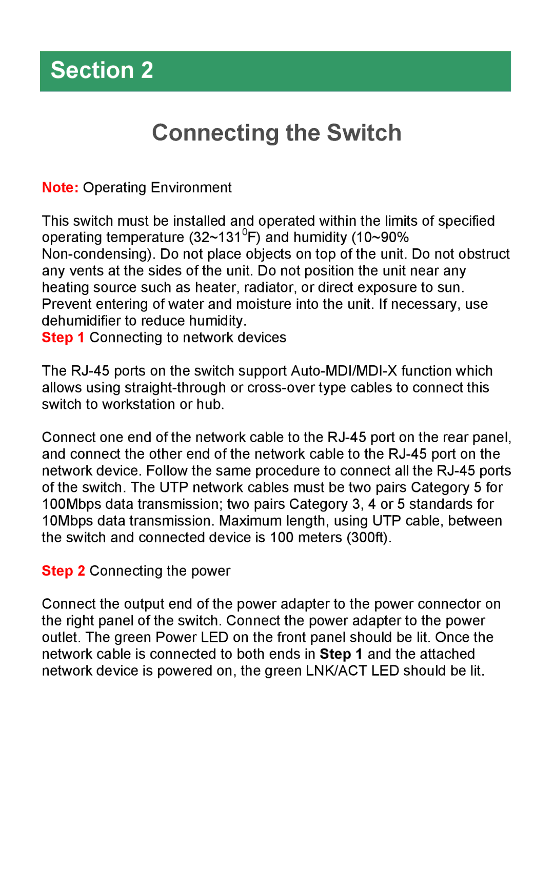 Airlink101 ASW308 manual Connecting the Switch 