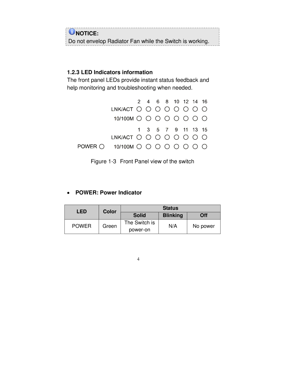 Airlink101 ASW316 manual LED Indicators information, Power Power Indicator 