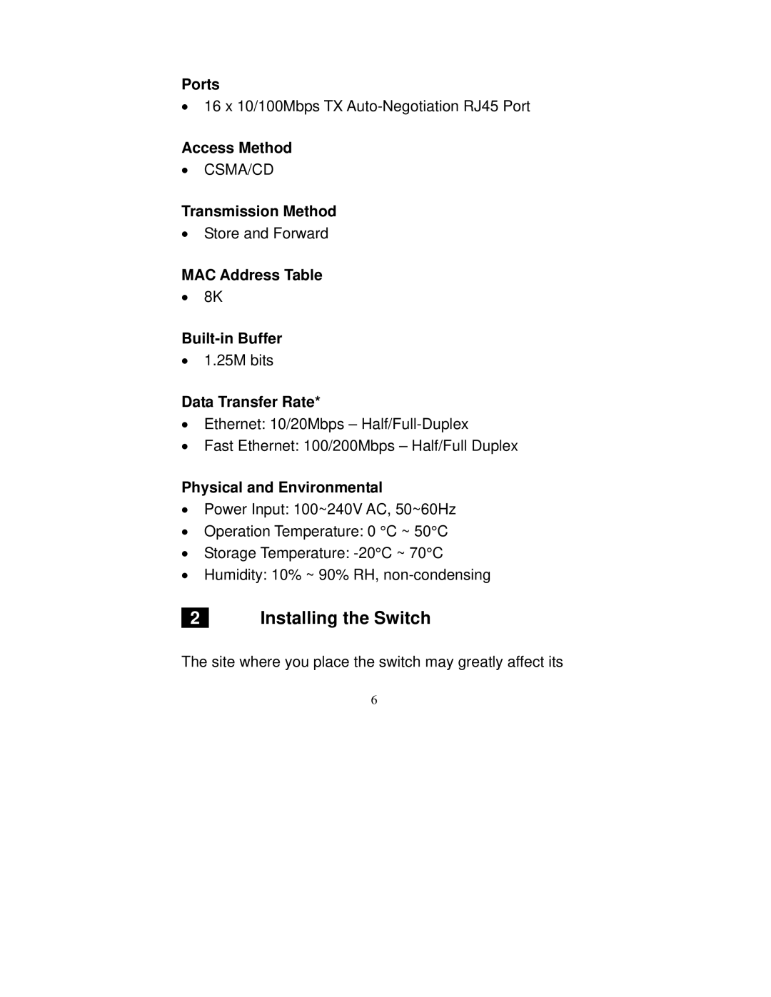 Airlink101 ASW316 manual Installing the Switch 