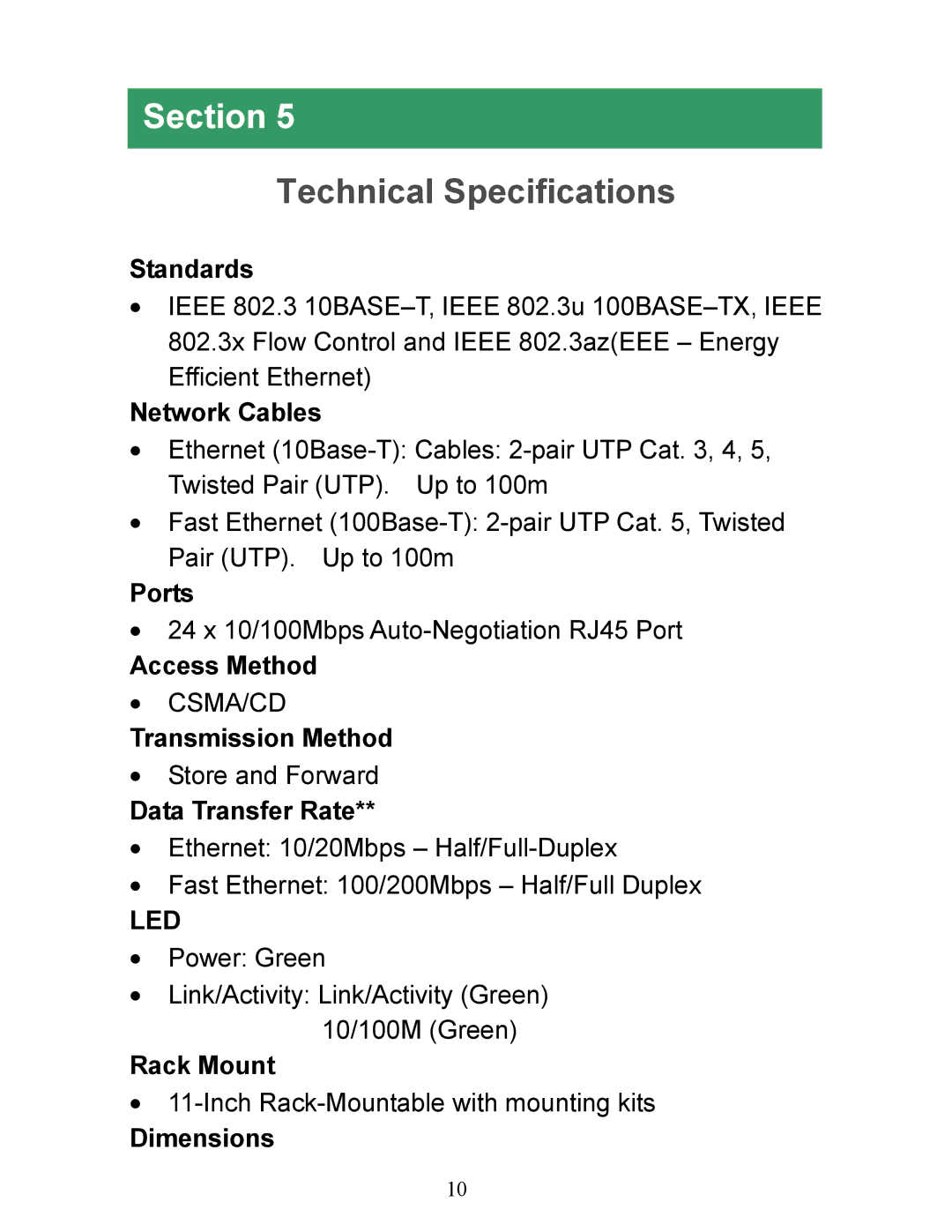 Airlink101 ASW324V2 manual Technical Specifications 