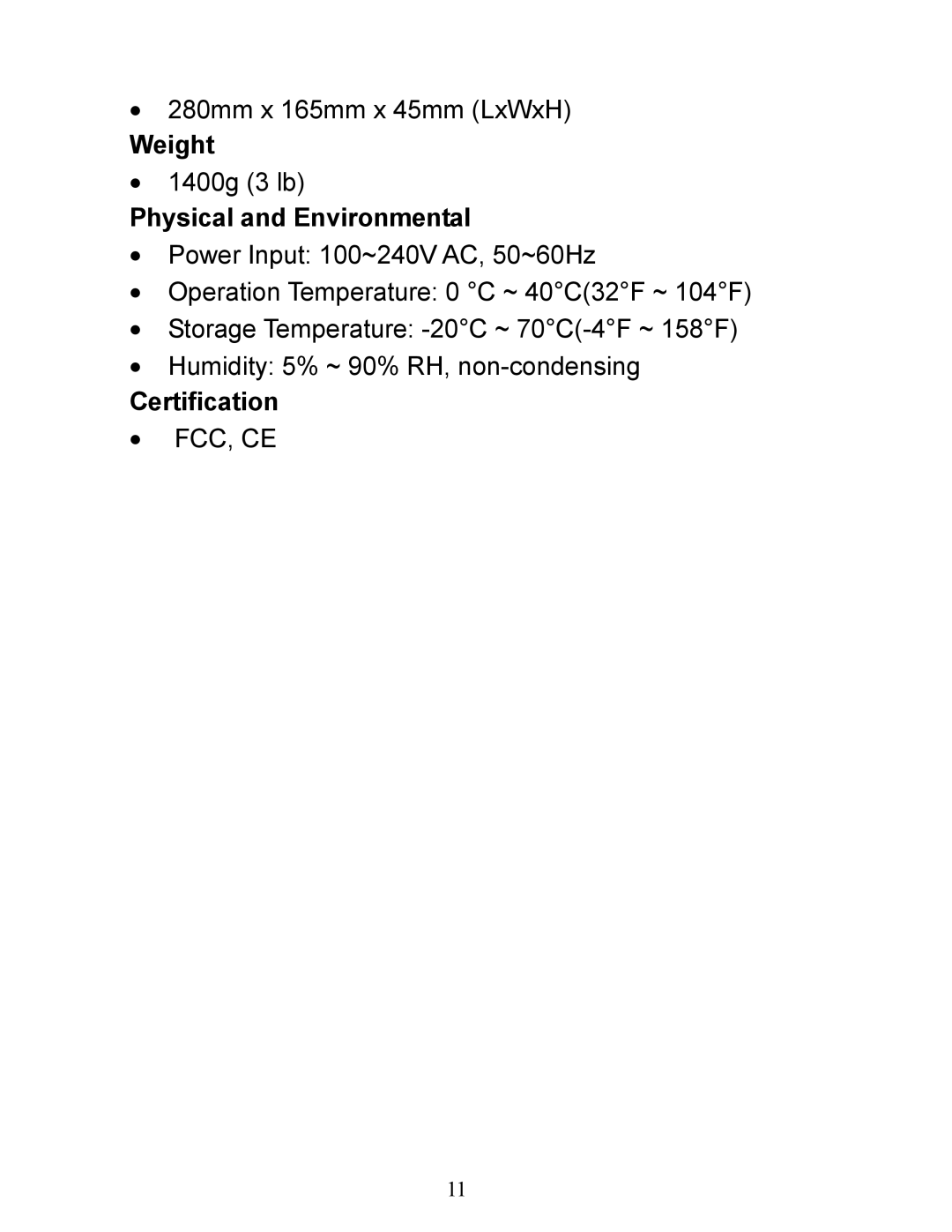 Airlink101 ASW324V2 manual Weight, Physical and Environmental, Certification 