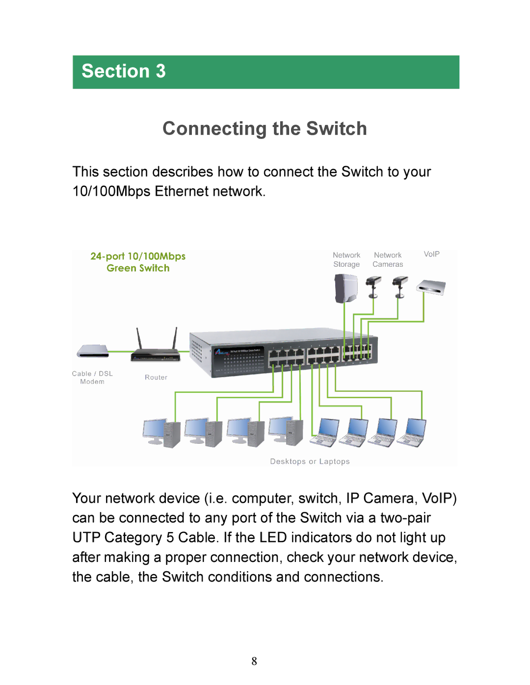 Airlink101 ASW324V2 manual Connecting the Switch 