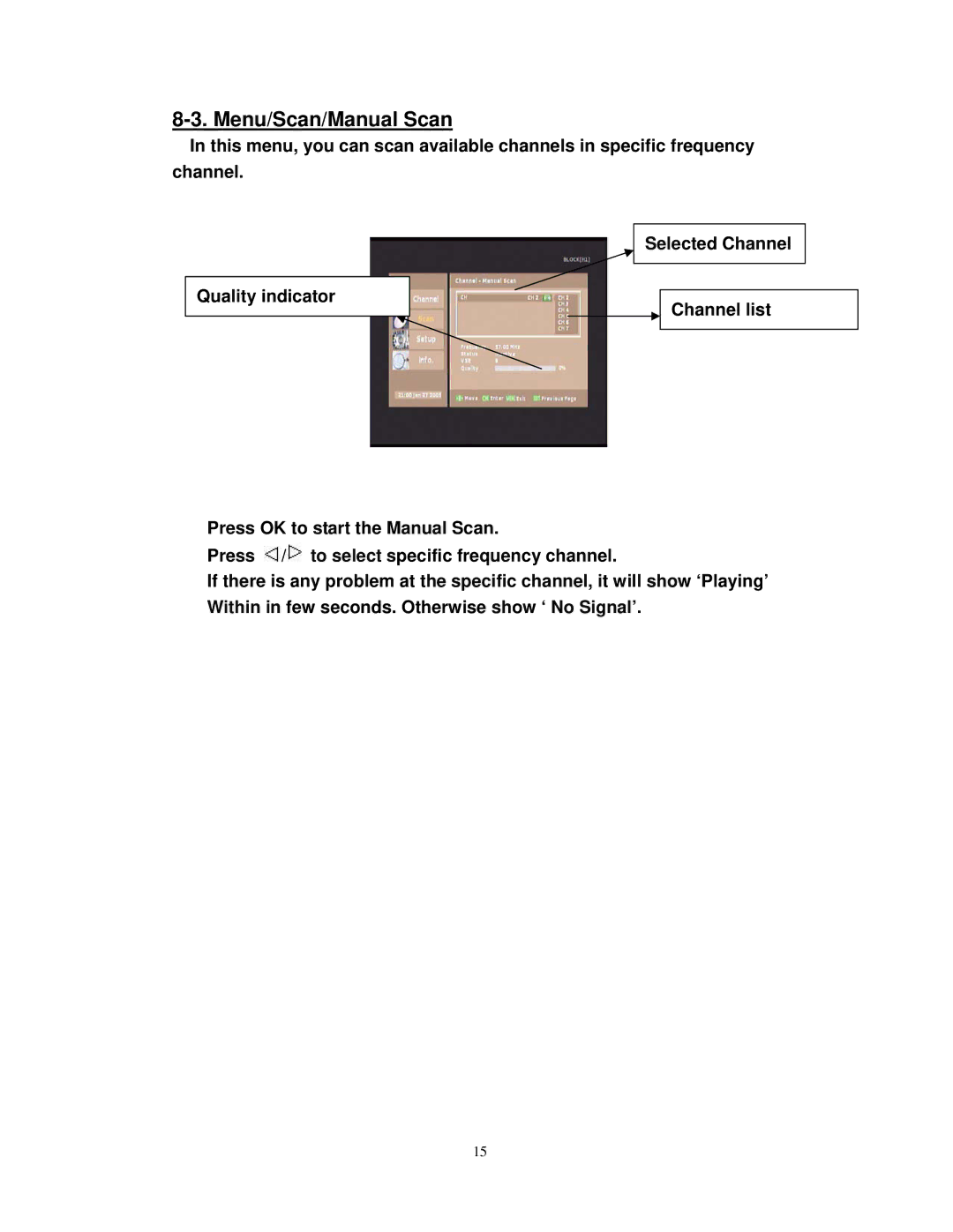 Airlink101 ATVC101 user manual Menu/Scan/Manual Scan 