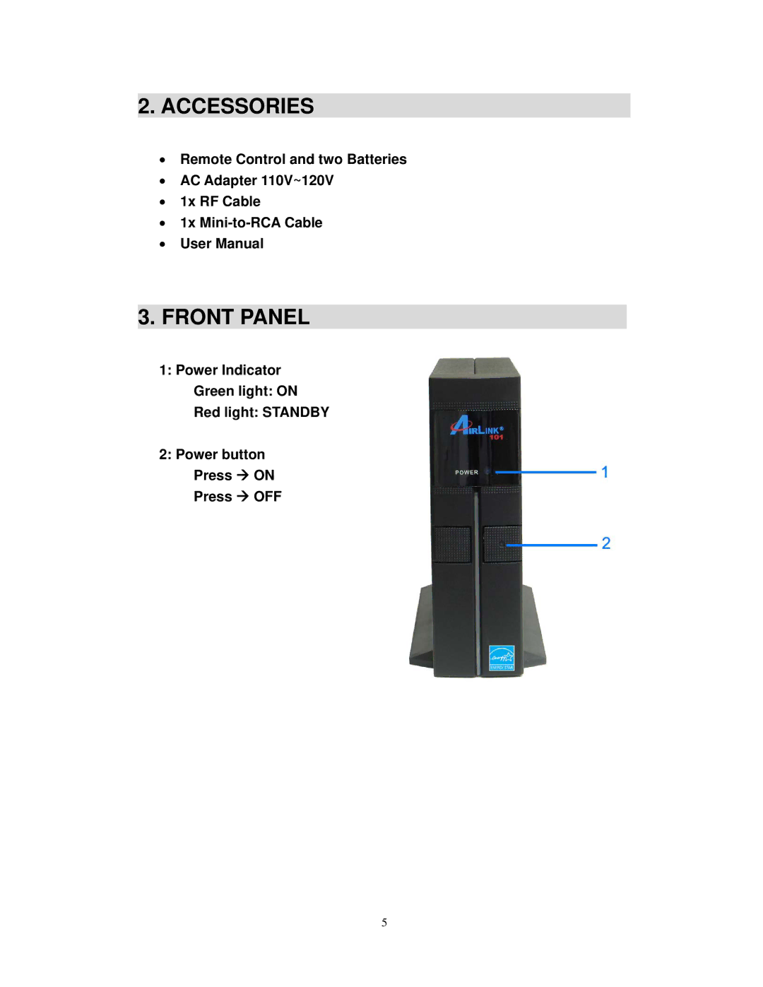 Airlink101 ATVC101 user manual Accessories 