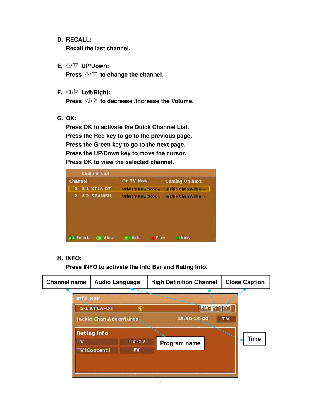 Airlink101 ATVC102 user manual Recall, Info 