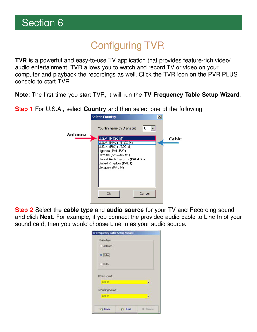 Airlink101 ATVUSB05 manual Configuring TVR 