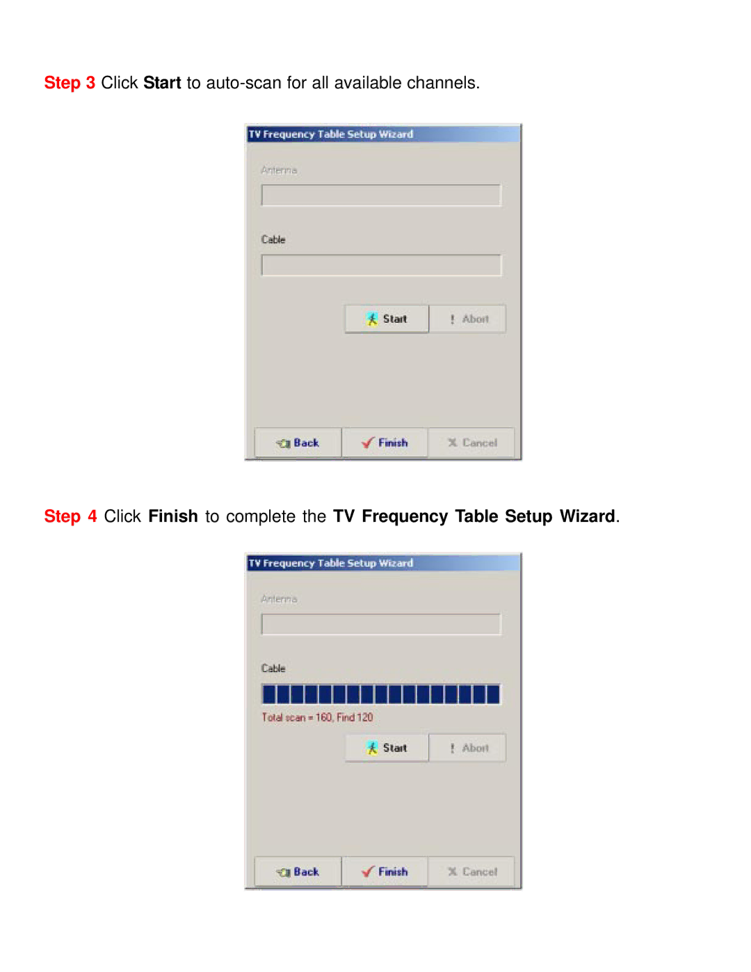 Airlink101 ATVUSB05 manual Click Finish to complete the TV Frequency Table Setup Wizard 