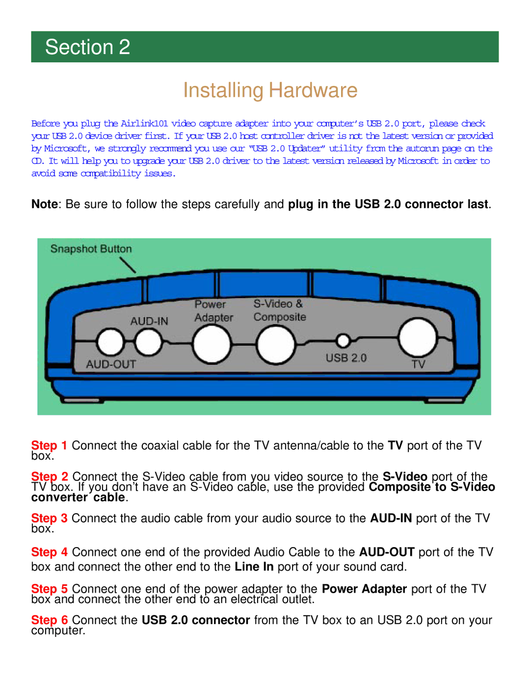 Airlink101 ATVUSB05 manual Installing Hardware 