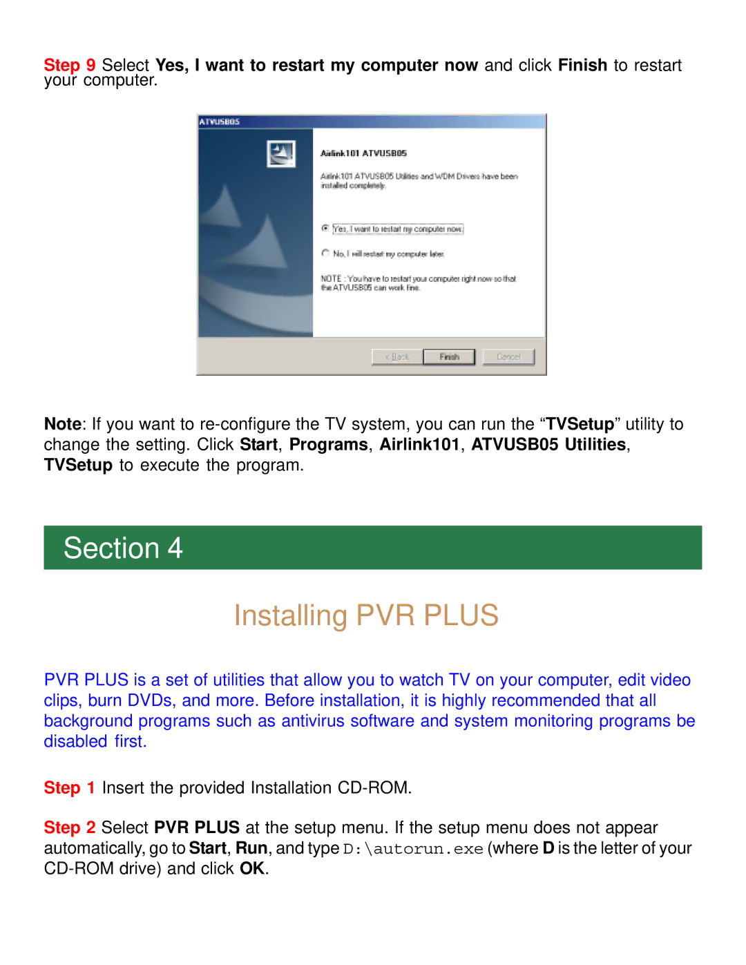 Airlink101 ATVUSB05 manual Installing PVR Plus 