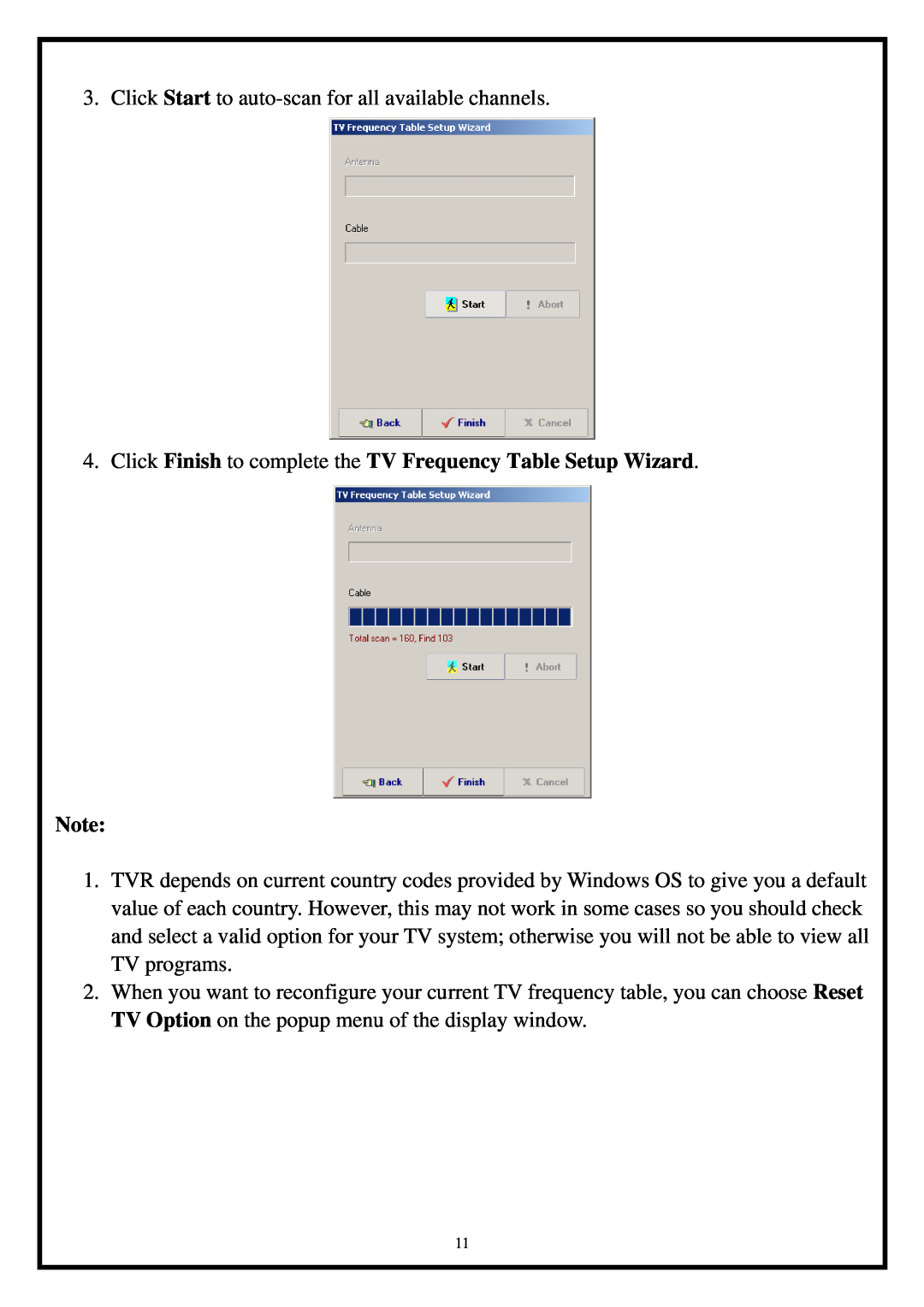 Airlink101 ATVUSB05 manual Click Finish to complete the TV Frequency Table Setup Wizard 