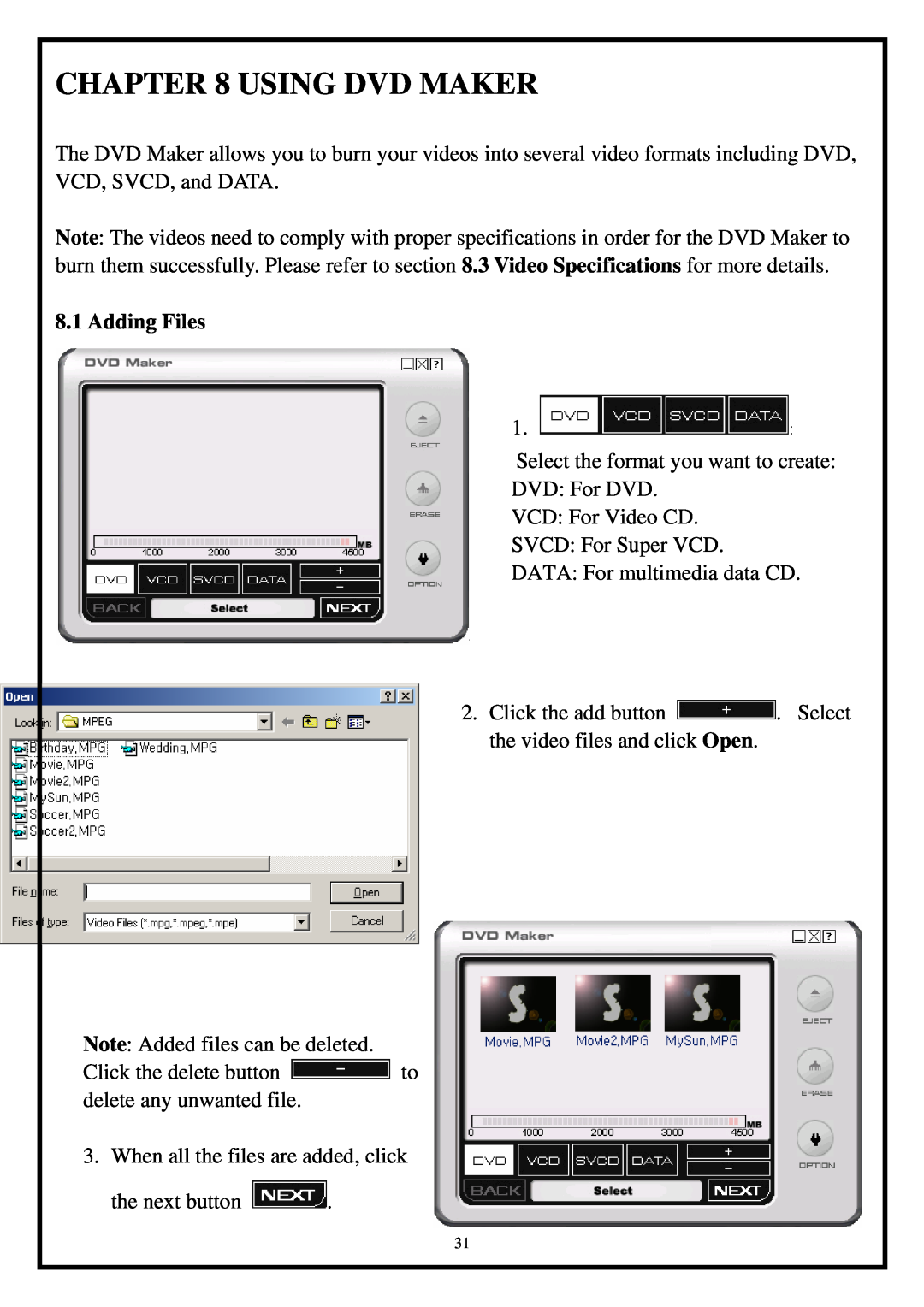 Airlink101 ATVUSB05 manual Using Dvd Maker, Adding Files 