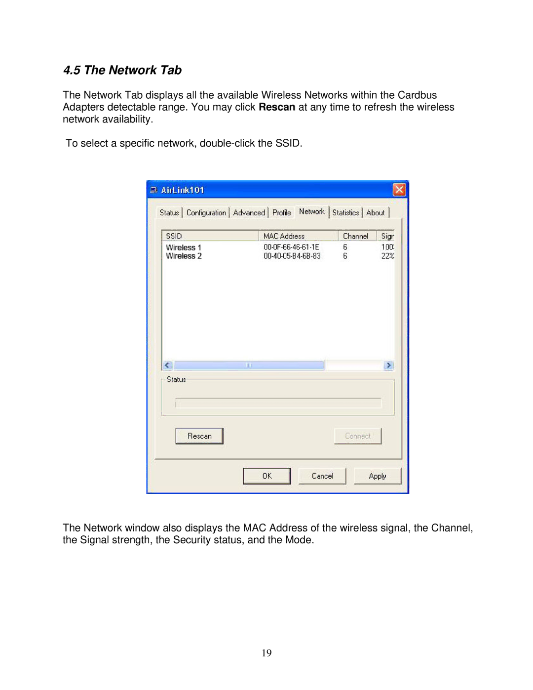 Airlink101 AWLC3026 user manual Network Tab 