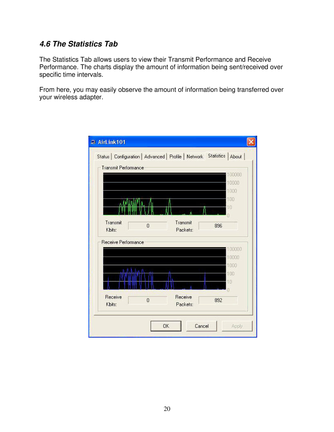 Airlink101 AWLC3026 user manual Statistics Tab 