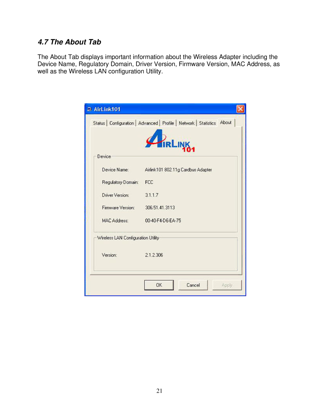 Airlink101 AWLC3026 user manual Article I. Technical Support, About Tab 